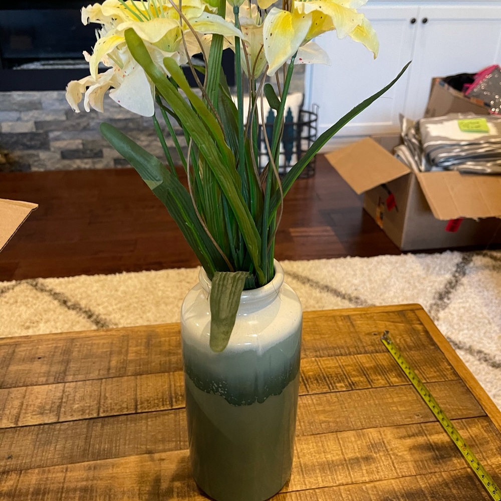 Ombré vase with faux flowers